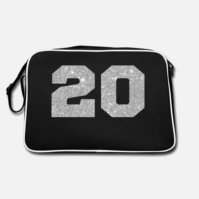 Nummer 20 Silberglitter - 20-jähriges Jubiläum Retro Tasche