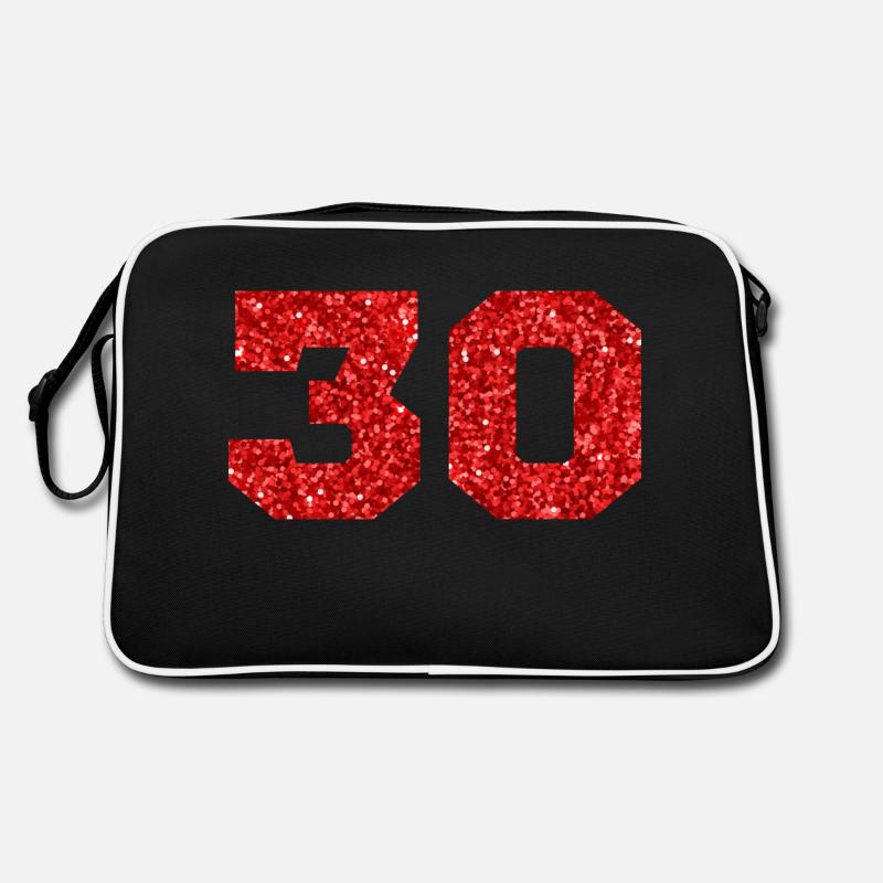 Nummer 30 Roter Glitzer - 30-jähriges Jubiläum Retro Tasche