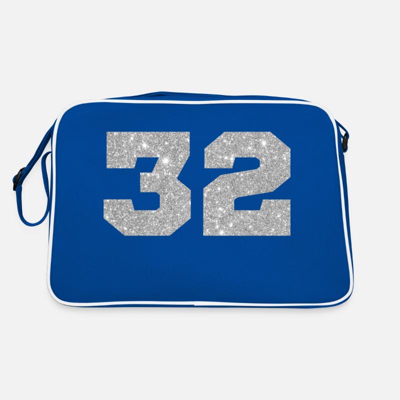 Number 32 Silver Glitter - 32nd Anniversary Retro Bag
