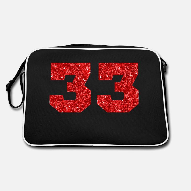Nummer 33 Roter Glitzer - 33. Geburtstag Retro Tasche