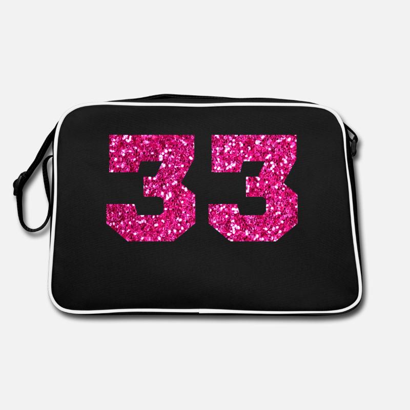 Nummer 33 Pink Glitter - 33. Geburtstag Retro Tasche