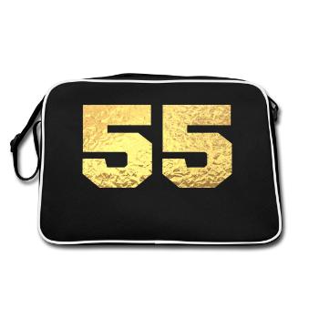 Number 55 Gold Glitter - 55th Anniversary - Retro Bag - black/white - Back
