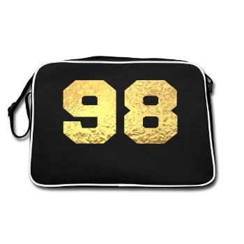 Numéro 98 paillettes doré - 98e anniversaire - Sac Retro - noir/blanc - Dos