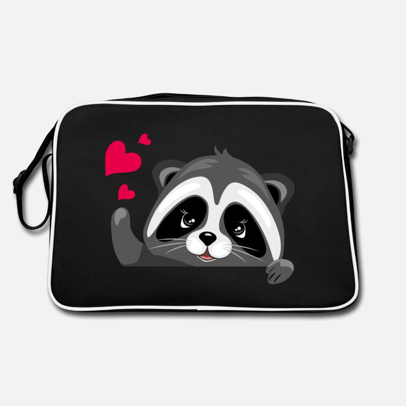 Jeter un coup d’œil mignon raton laveur avec des cœurs Sac Retro