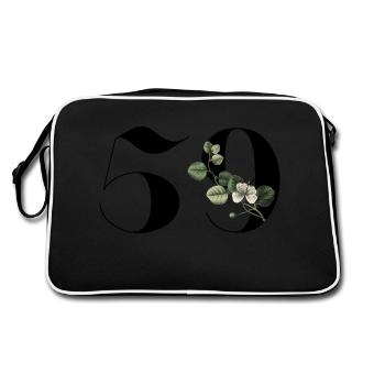 Nummer 59 Blumengrün - 59. Blumengeburtstag - Retro Tasche - Schwarz/Weiß - Hinten