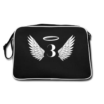 Numéro 3 ange - 3e anniversaire ailes - Sac Retro - noir/blanc - Dos