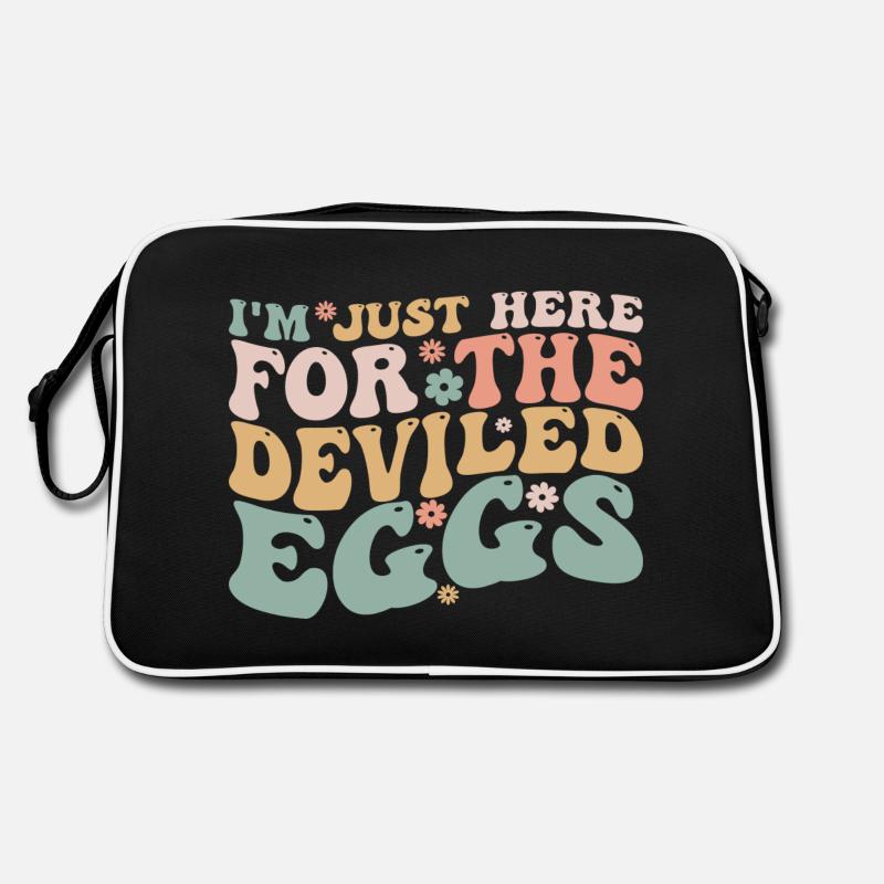 Ich bin nur wegen der teuflischen Eier hier Retro Tasche