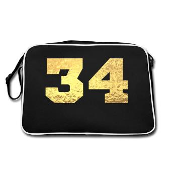 Number 34 Gold Glitter - 34th Anniversary - Retro Bag - black/white - Back