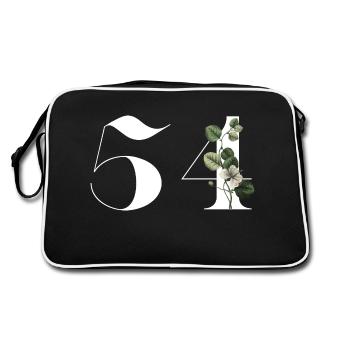Number 54 Floral Green - 54th Floral Anniversary - Retro Bag - black/white - Back