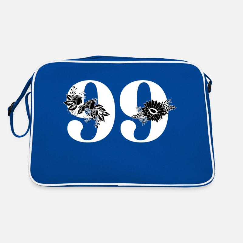 Nummer 99 Schwarze Blumen - 99. Blumengeburtstag Retro Tasche
