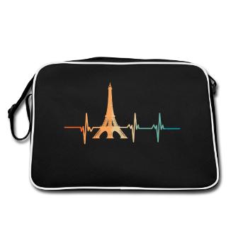 Eiffel Tower heartbeat - Retro Bag - black/white - Back