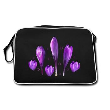 Crocuses, Spring, Harbingers of Spring - Retro Bag - black/white - Back