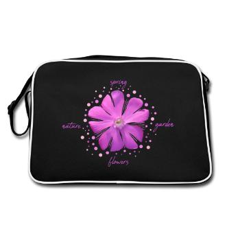 fleur rose fleurs roses - Sac Retro - noir/blanc - Dos