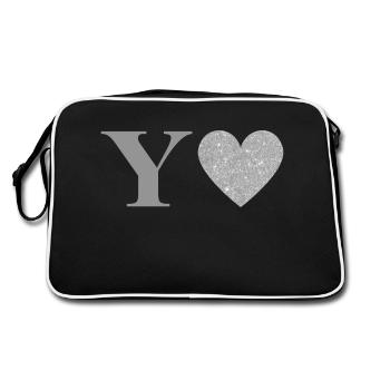 Silver Heart Letter - Retro Bag - black/white - Back