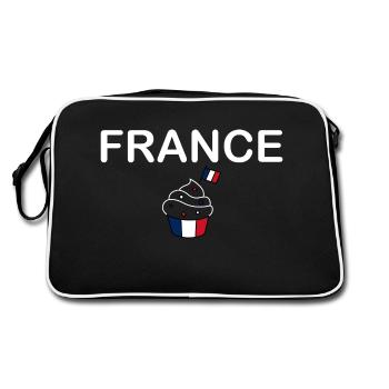 FRANCE drapeau et emblème de la France. Supporter - Sac Retro - noir/blanc - Dos