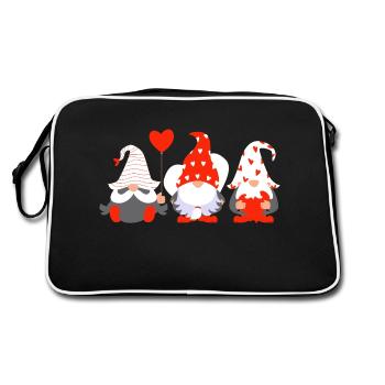 Funny Gnome Hanging a Red Heart Valentine Day 2024 - Sac Retro - noir/blanc - Dos