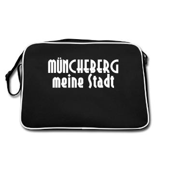 Müncheberg – meine Stadt - Retro Tasche - Schwarz/Weiß - Hinten
