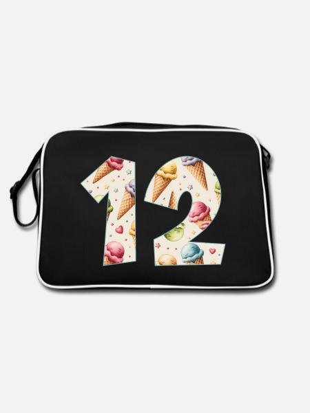 GLACE NUMÉRO 12 ANS CRÈME GLACÉE 12E ANNIVERSAIRE - Sac Retro - noir/blanc - Dos