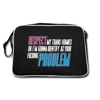 RESPECT my trans homies! - Retro Tasche - Schwarz/Weiß - Hinten