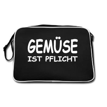 Gemüse - Retro Tasche - Schwarz/Weiß - Hinten