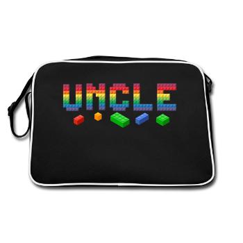 Onkel Baumeister Bausteine Blöcke Familie - Retro Tasche - Schwarz/Weiß - Hinten