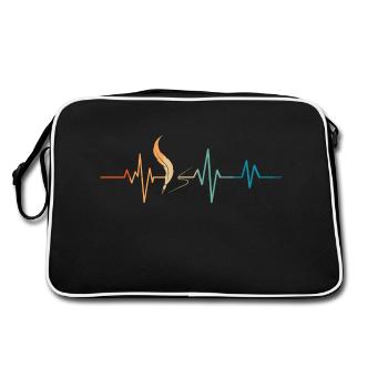 Retro Heartbeat Writer's Feather - Retro Tasche - Schwarz/Weiß - Hinten