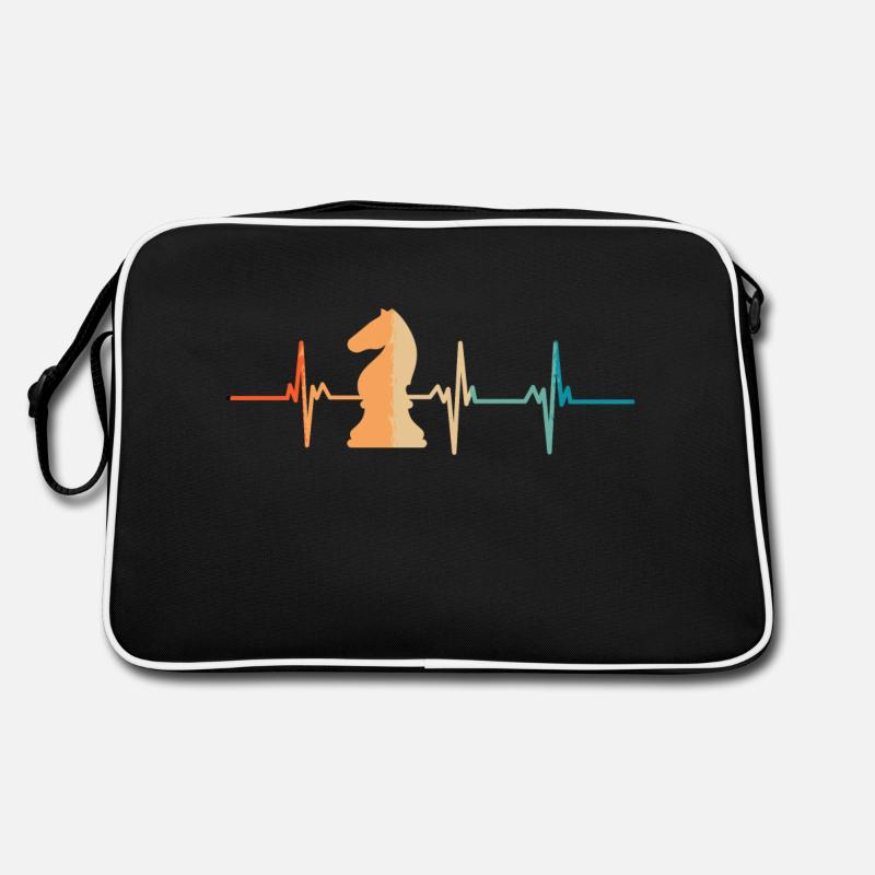 Herzschlag-Schachpartien - Retro Tasche - Schwarz/Weiß