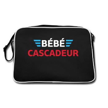 Baby Stuntman - Baby Geschenk - Retro Tasche - Schwarz/Weiß - Hinten