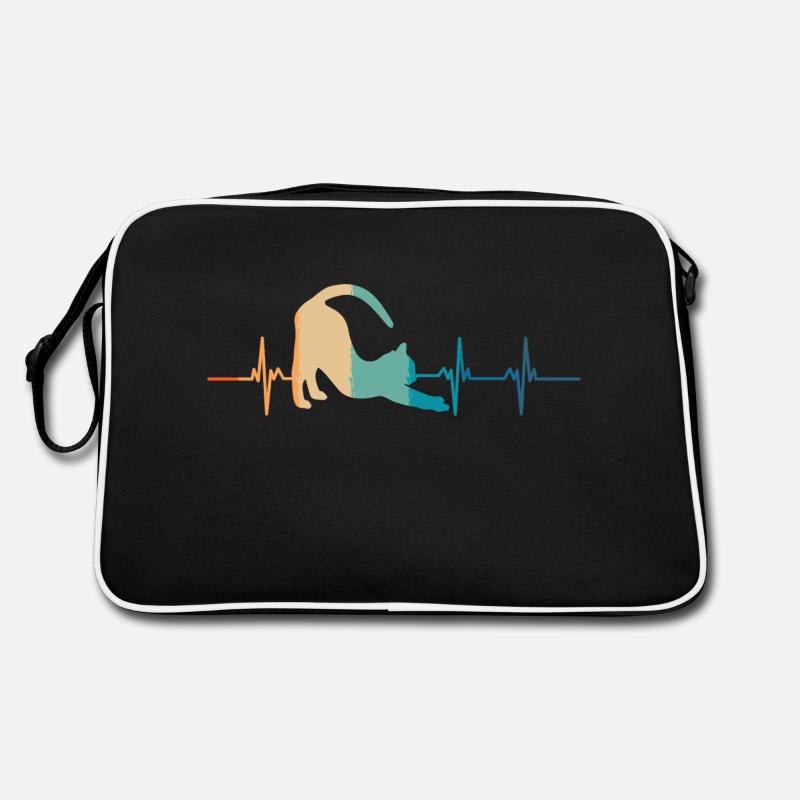 battement De cœur chat - Sac Retro - noir/blanc