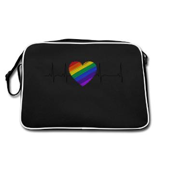 Heart palpitations Heart Rainbow Diversity - Retro Bag - black/white - Back