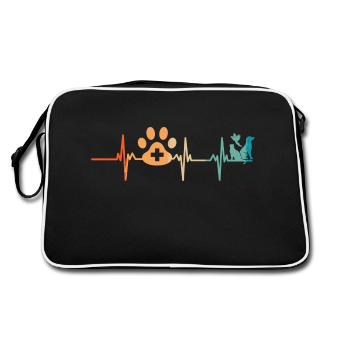 Veterinary heartbeat - Retro Bag - black/white - Back