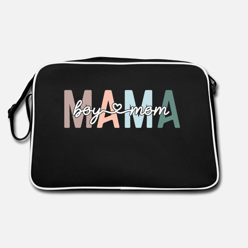 Mama Boy Mom Retro Muttertag - Retro Tasche - Schwarz/Weiß