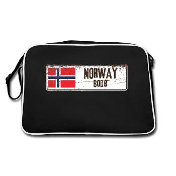 Bodø Norwegen Flagge - Retro Tasche - Schwarz/Weiß - Hinten