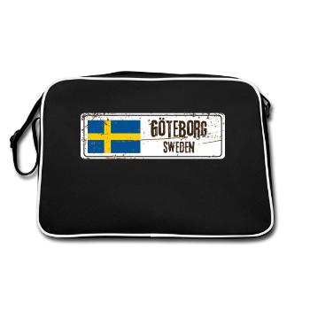 Göteborg Sweden Flag - Retro Bag - black/white - Back