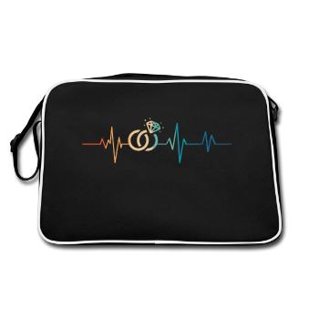 Battement de coeur rétro anneaux de mariage - Sac Retro - noir/blanc - Dos