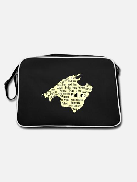 Mallorca Wordcloud Island Holidays Sun - Retro Bag - black/white - Back