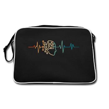 Heartbeat retro artificial intelligence - Retro Bag - black/white - Back