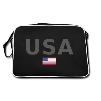 TEAM USA amerikanische Flagge Fahne unter Schrift - Retro Tasche - Schwarz/Weiß - Hinten