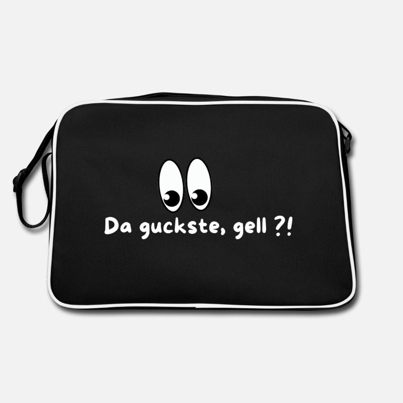 Da guckste, gell ?! - frecher Spruch mit Augenzwin - Retro Tasche - Schwarz/Weiß
