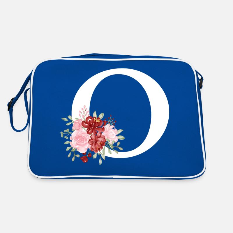 Roter Blumenbuchstabe O Retro Tasche