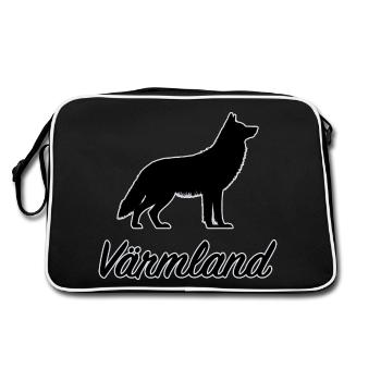 Värmland Wolf Schweden Region Län Silhouette - Retro Tasche - Schwarz/Weiß - Hinten