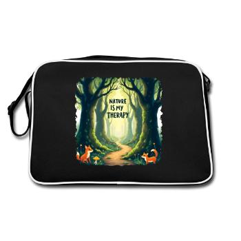 Nature is my Therapy - Meditation im Wald - Retro Tasche - Schwarz/Weiß - Hinten