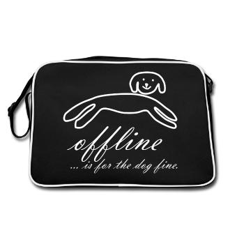 funny dog dog lover offline dog fine - Retro Bag - black/white - Back