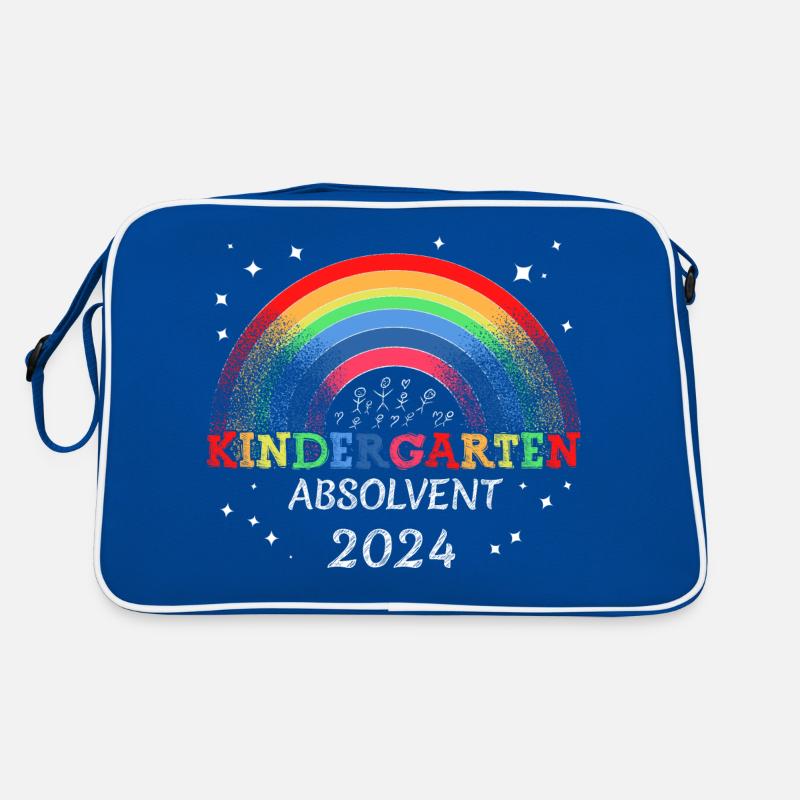 Kindergarten Absolvent 2024 Regenbogen Einschulung Retro Tasche