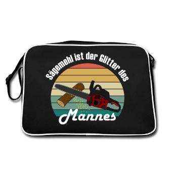 Sägemehl ist der Glitter des Mannes - Retro Tasche - Schwarz/Weiß - Hinten