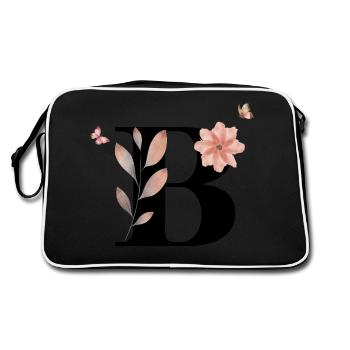 Letter b wildflowers watercolors - Retro Bag - black/white - Back