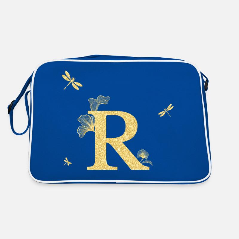 Buchstabe r Goldene Glitzer Libelle - Geschenkidee Retro Tasche