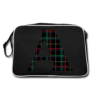 Scottish tartan monogram - Retro Bag - black/white - Back
