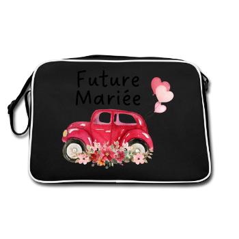 Braut in spe Auto Blumen Braut - Retro Tasche - Schwarz/Weiß - Hinten