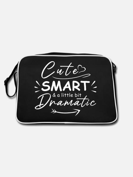 Niedlich, klug und ein bisschen dramatisch - Retro Tasche - Schwarz/Weiß - Hinten